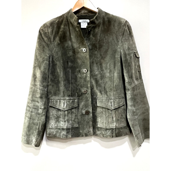 Vintage Blazer Olive Green Suede Sz 10 utility Jacket heritage transitional - Picture 3 of 12